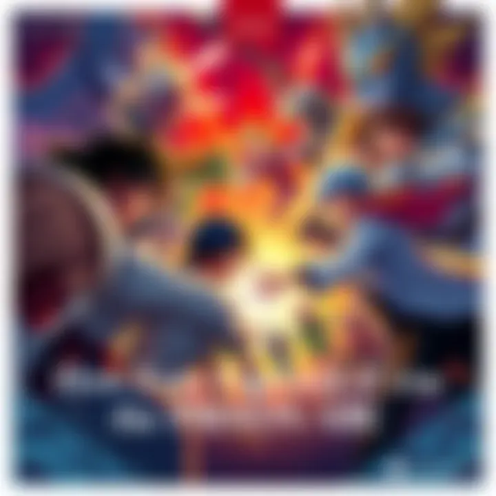 A group of diverse characters face off in a dramatic showdown, showcasing their abilities and intense emotions, representing the climax of the Prison Arc.