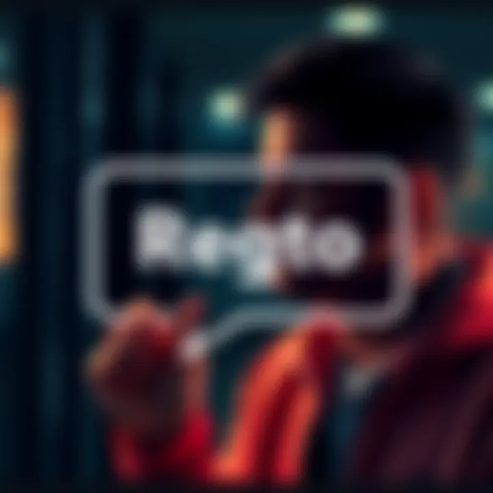 A person practicing the pronunciation of the word Regto with a speech bubble showing phonetic symbols.