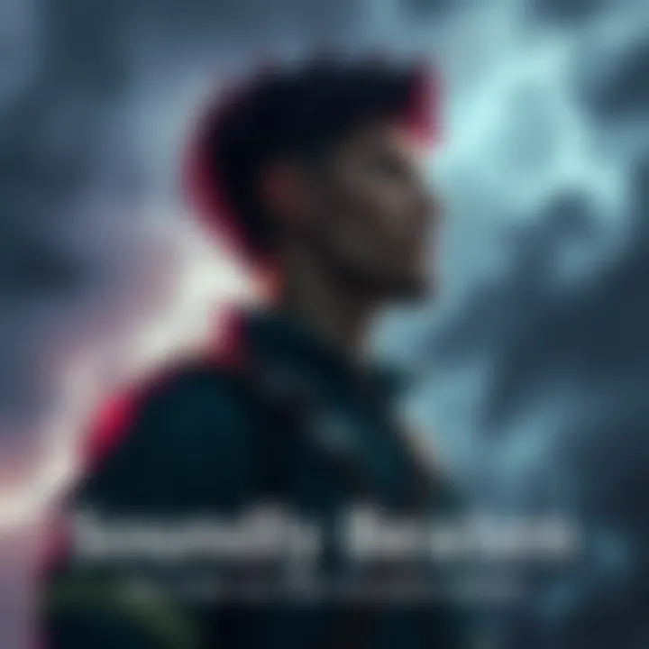 A determined character looking at a stormy sky, symbolizing the struggles before their adventure begins.