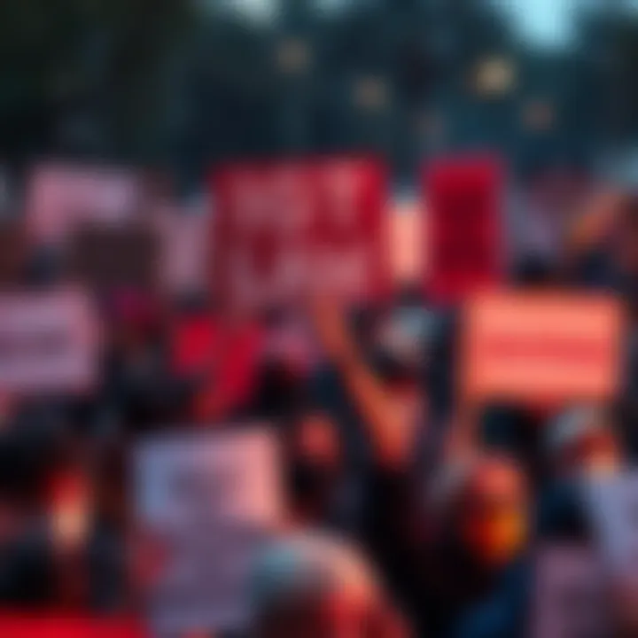A crowd of people holding signs in protest of a proposed law, expressing their opposition and concern for personal rights.