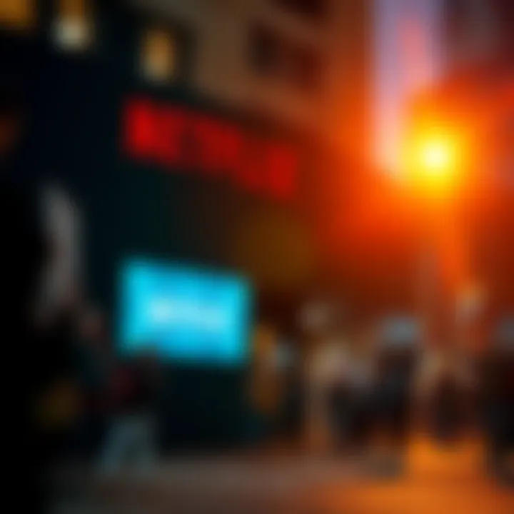 People gathered outside Netflix headquarters holding signs demanding a release schedule