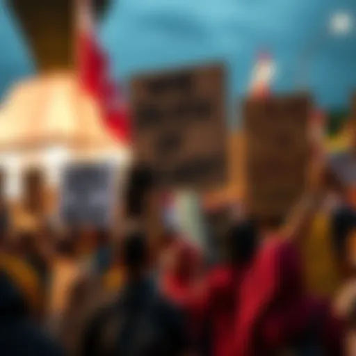 Crowd of people holding signs questioning belief and divinity in 2025