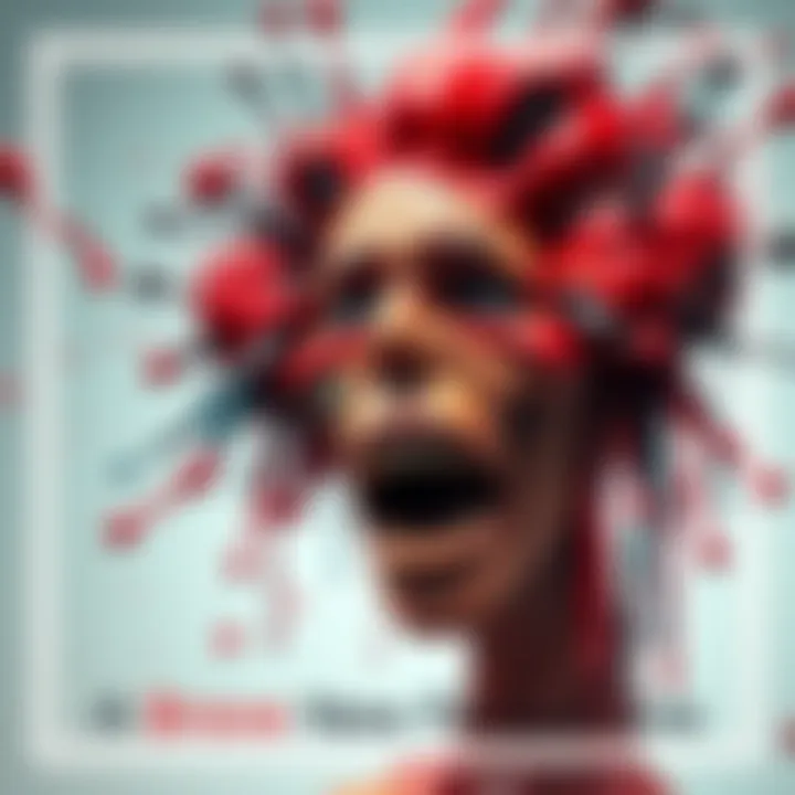 An abstract art piece that blends shocking and humorous elements, evoking both disgust and admiration, capturing attention with bold colors and unexpected shapes.