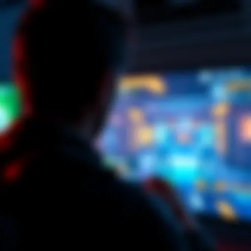 A gamer looking at a PS5 screen showing an online game lobby with few players