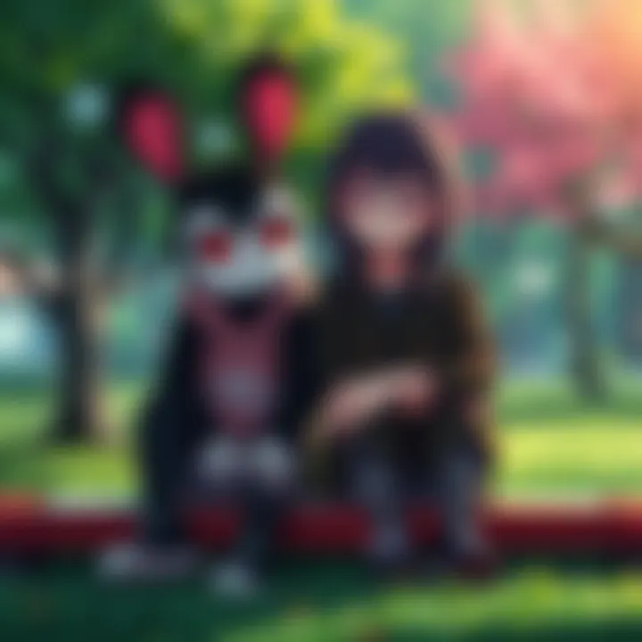Punpun and Aiko sharing a moment in a park, illustrating their complex relationship with expressions of both warmth and uncertainty