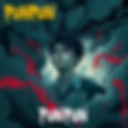 Artwork showing a character with a somber expression, surrounded by dark clouds and swirling emotions, conveying a sense of intensity and struggle.