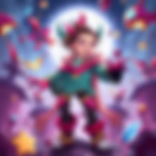 A colorful illustration of Qifrey, a young character with distinctive features and a magical aura, standing in a dynamic pose, surrounded by elements that highlight his unique traits and charm.