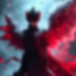 Qrow standing alone, surrounded by a swirling mist representing bad luck, looking determined and ready for a mission