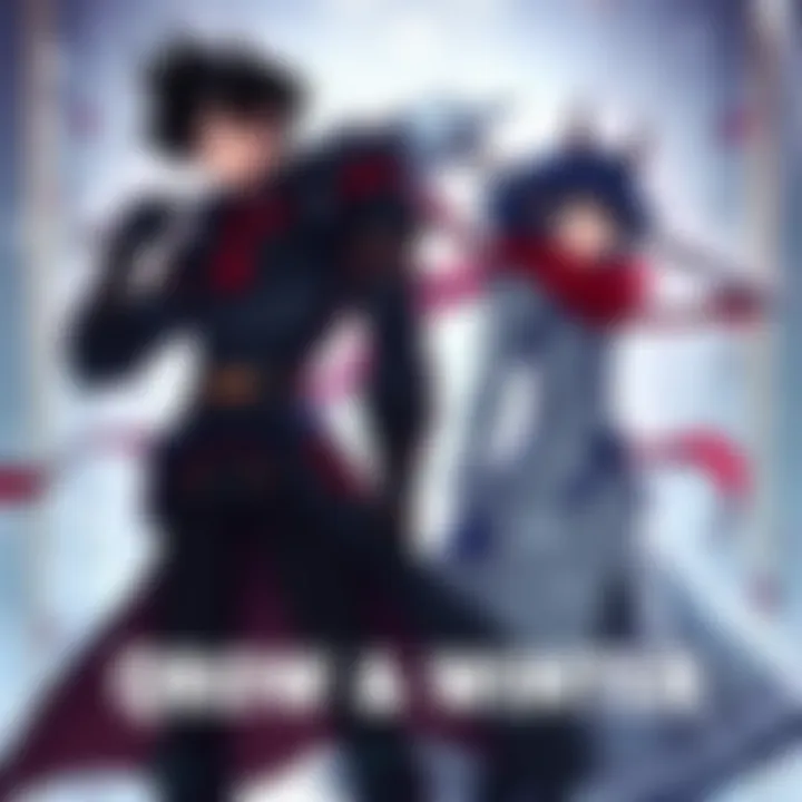 Qrow and Winter stand together in a dramatic pose, showcasing their contrasting styles and personalities as characters in RWBY.