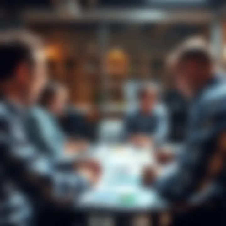 People engaging in a discussion about quality standards with charts and notes on a table.