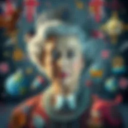 A portrait of the Queen surrounded by symbols of modern culture and global influence.