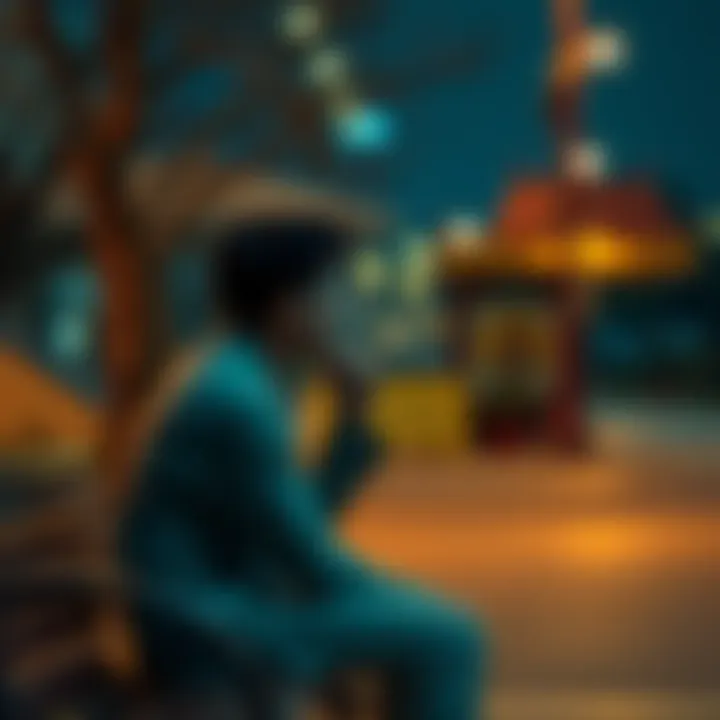 A person pondering about time and relationships, sitting on a bench with a thoughtful expression
