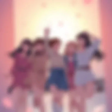 A group of five sisters celebrating joyfully, representing their personal growth and relationships, highlighting the finale of The Quintessential Quintuplets.