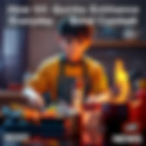 A character with a colorful quirk showcased while cooking a meal, demonstrating creativity and efficiency in the kitchen.