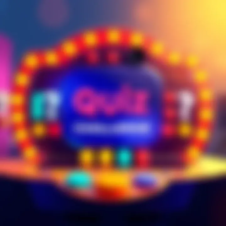 A fun animated quiz interface with colorful buttons and question marks, inviting people to guess episode or arc names.