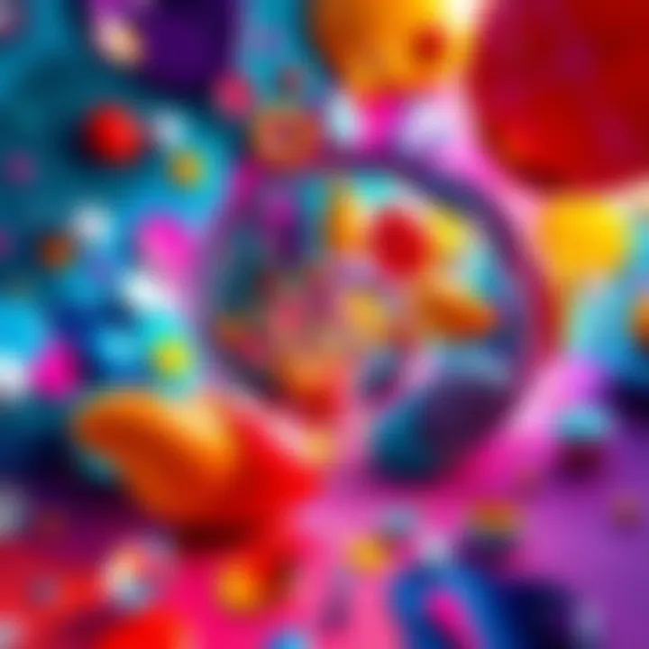 A vibrant and imaginative artwork titled Rabbit Hole Nerissa, showcasing colorful abstract shapes and forms that represent the artist's creative vision.