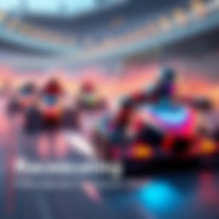 Characters competing in a dynamic racing environment, showcasing their speed and abilities in a variety of race types and conditions.