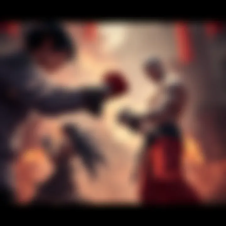 Raian from Baki faces off against Raian from Kengan, both in ready fighting positions, showcasing their strength and determination.