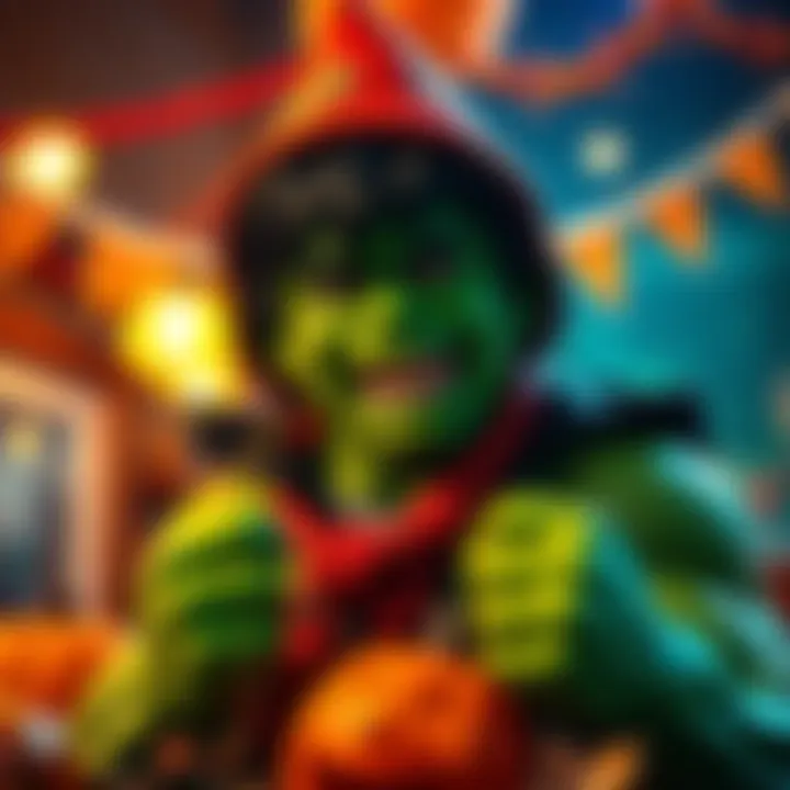 Raiden dressed as Hulk for Halloween Raiden in a Hulk costume celebrating Halloween with decorations