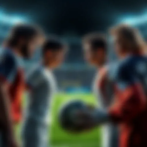 Raimon and Royal Academy Captains Facing Off Raimon and Royal Academy soccer captains in a tense moment on the field during a match