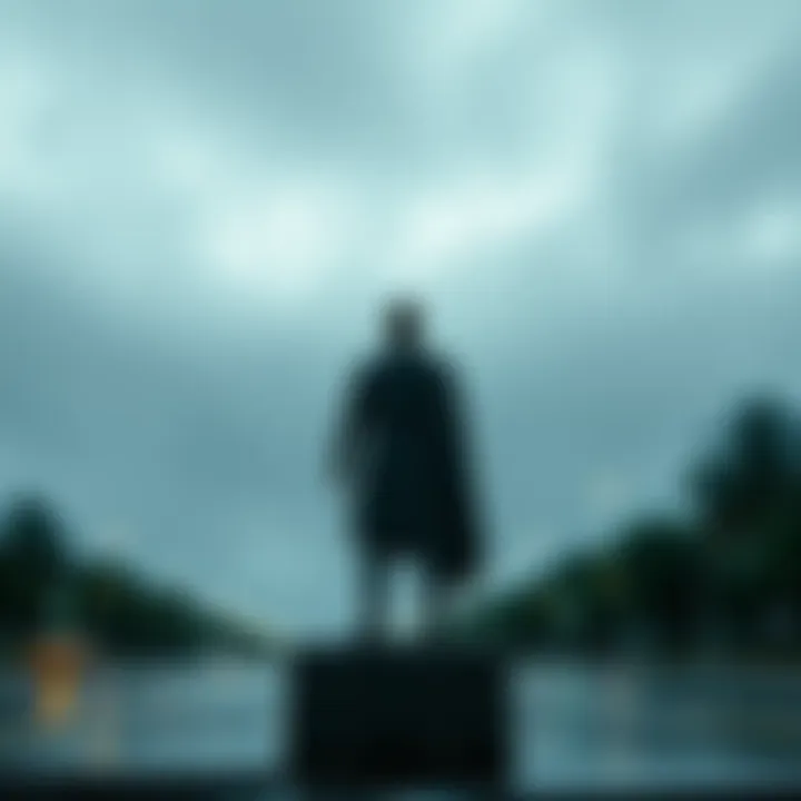 A grey sky with rain falling on a figure representing Jodio, symbolizing his strong stance on current issues.