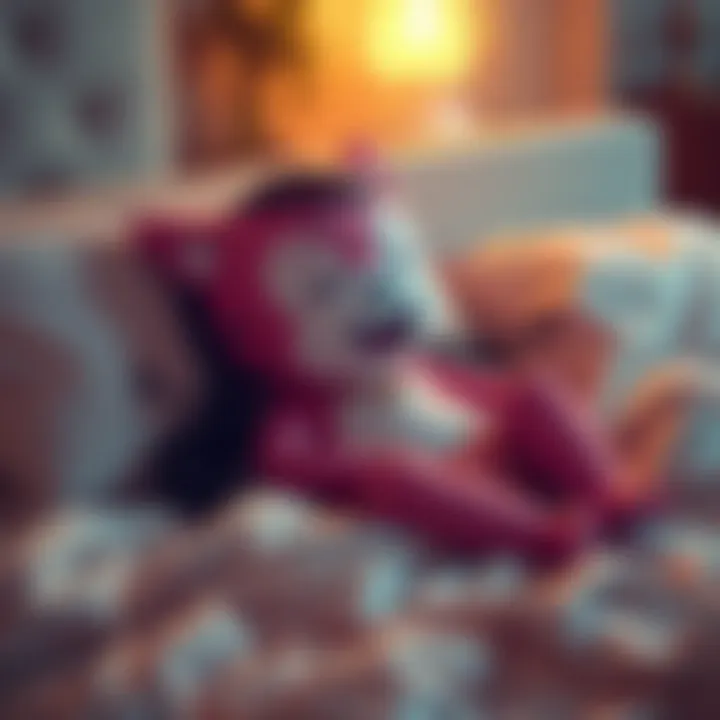 A character resembling Rangiku lounging on a bed, with soft pillows and warm lighting, creating a relaxed atmosphere.