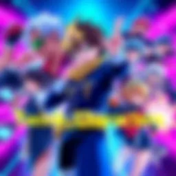 A colorful collage of popular twink characters from the series, including Dio Brando and Tooru, shown in dynamic poses.