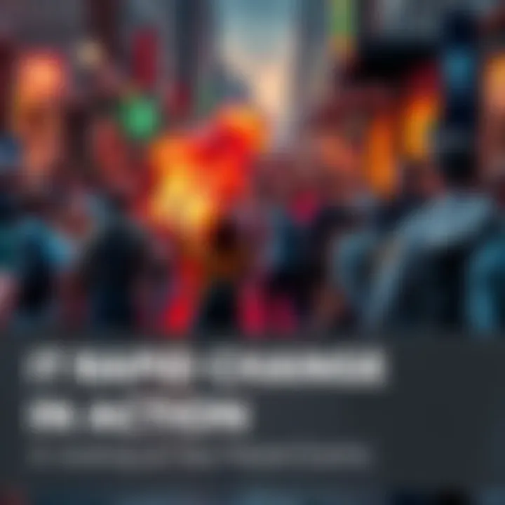A crowded street suddenly disrupted by a commotion, with people reacting to an unexpected event, showing surprise and urgency.
