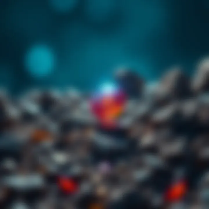 A bright gemstone standing out among dull rocks, symbolizing exceptional qualities in people.