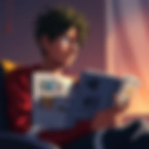 A reader pondering about the One Piece series with a manga book open, reflecting mixed feelings after reading 250 chapters.