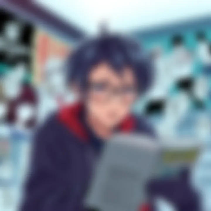 Reader Seeking Manga Spoilers A reader looking for spoilers in a manga forum, surrounded by manga panels featuring characters Kuso and Hugo discussing Isagi.