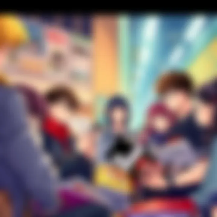 A group of fans discussing their experiences reading the Gantz manga as it was released, surrounded by manga books and illustrations.