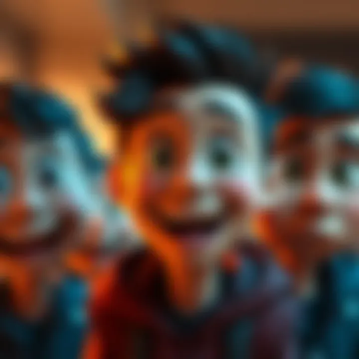 An animated character showing a range of facial expressions like happiness and surprise, depicting human emotions clearly.