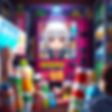 Reborn as a Vending Machine An animated vending machine character surrounded by various snacks and drinks, illustrating the concept of mid-tier anime.