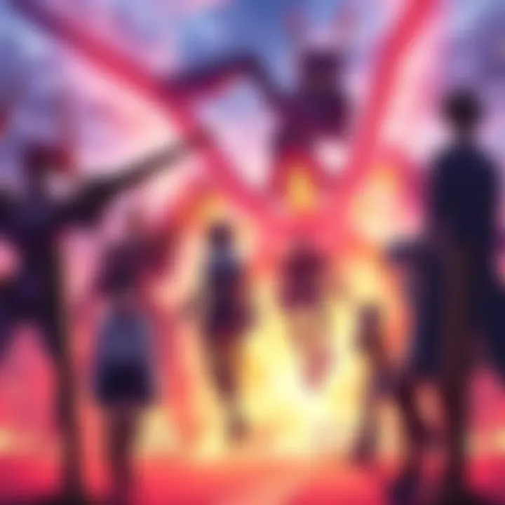 Rebuild of Evangelion Movie Scene A striking scene from the Rebuild of Evangelion films showing iconic characters in action, emphasizing the vibrant animation style and emotional intensity of the series.