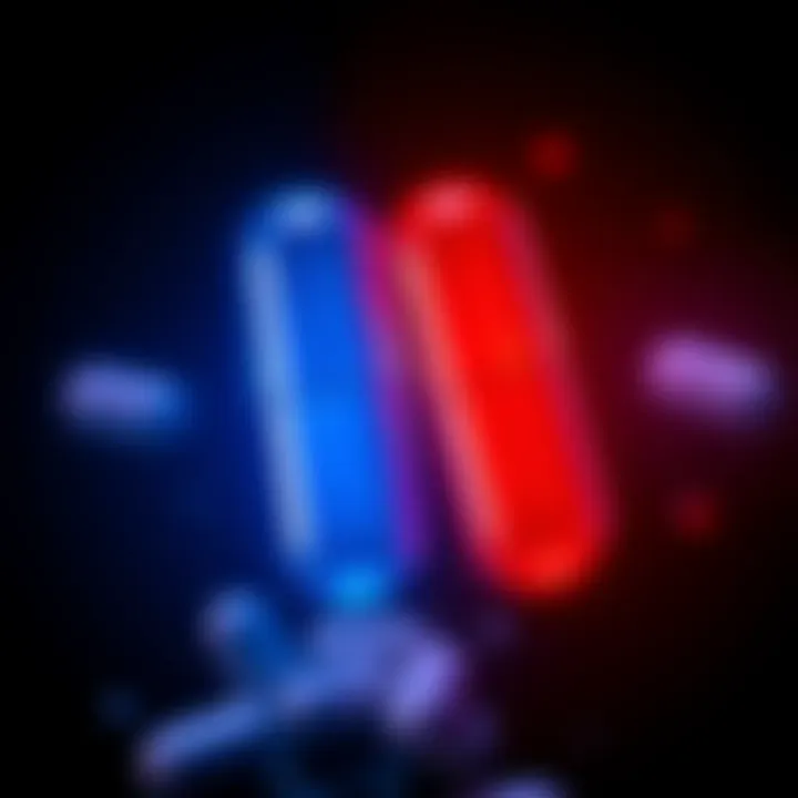 A split image showing a red pill on one side and a blue pill on the other, symbolizing choices in society.