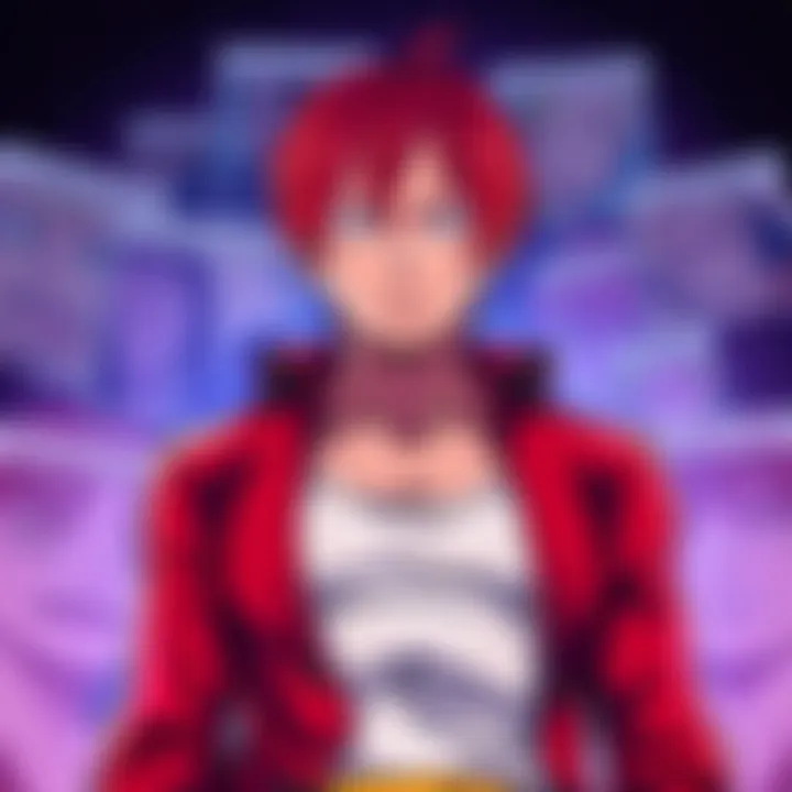 Red Haired Shanks stands with a disappointed expression, surrounded by images representing character flaws, like broken storylines and poor development, in a vibrant manga style.