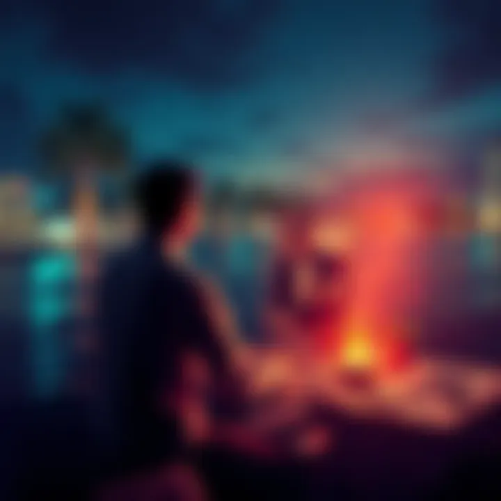 A person sitting alone, looking at a photo of Brocco Man, deep in thought, surrounded by memories.