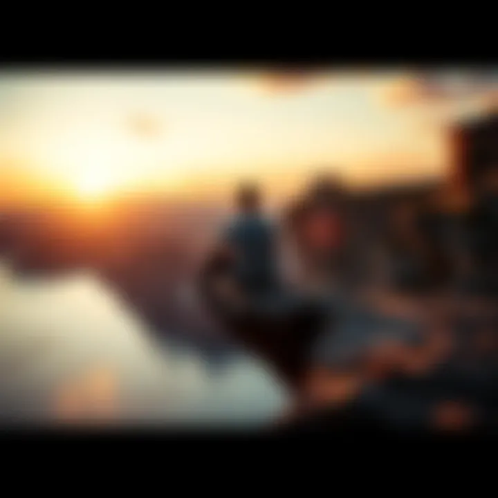 A person sitting on a cliff overlooking a sunset, symbolizing contemplation and acceptance of unexpected changes.