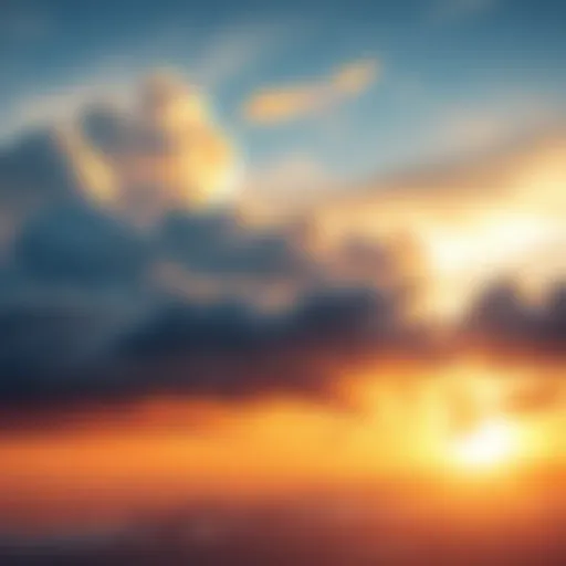 A serene landscape with soft clouds and a glowing sunset, symbolizing dreams and memories from the past.