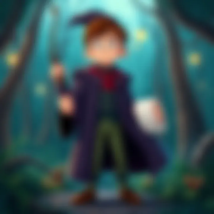 Reggie the Sorcerer Reggie stands in a mystical forest with a puzzled expression, holding a receipt instead of a wand, symbolizing his struggle as a modern sorcerer.