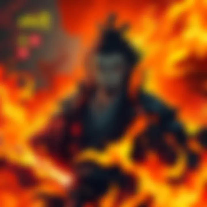 Rengoku in his final moments Rengoku surrounded by flames, displaying emotion in his final moments