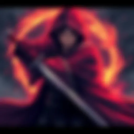 Renji stands determined, ready for an intense fight with his sword drawn, showcasing confidence and strength.