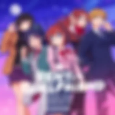 Promotional image for Rent-a-Girlfriend Season 4 English Dub featuring main characters with a vibrant background, celebrating the premiere on Crunchyroll.