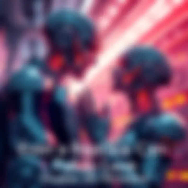 Two replicas share a moment, showing a bond of affection in a futuristic setting.