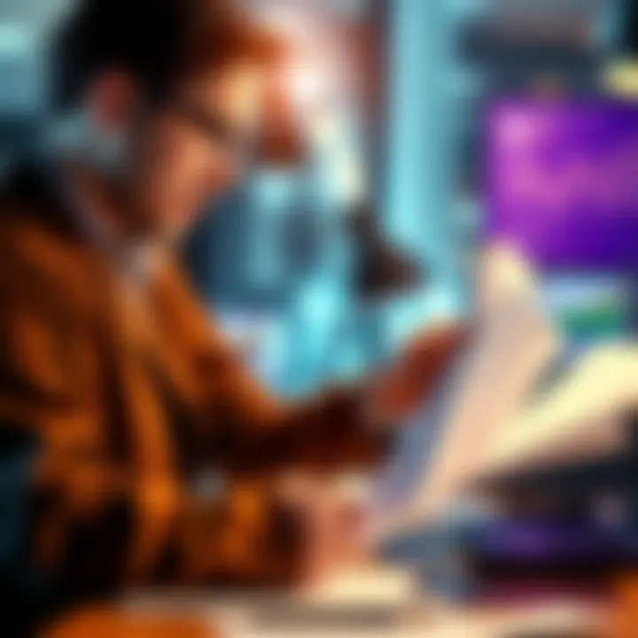 A person reviewing documents and notes while conducting thorough research for due diligence