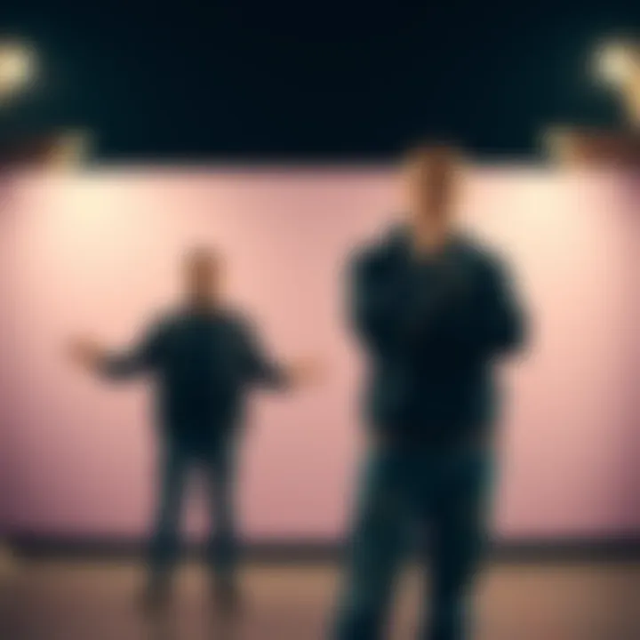 A person standing with open hands, symbolizing the importance of respecting personal space and boundaries, while another person stands nearby with a thoughtful expression.