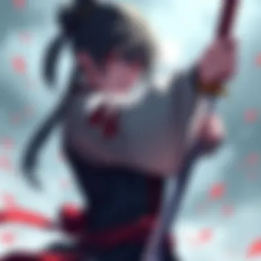 Retsu Unohana, a powerful character, stands ready for battle with her sword drawn, showcasing her serious demeanor and strong presence.