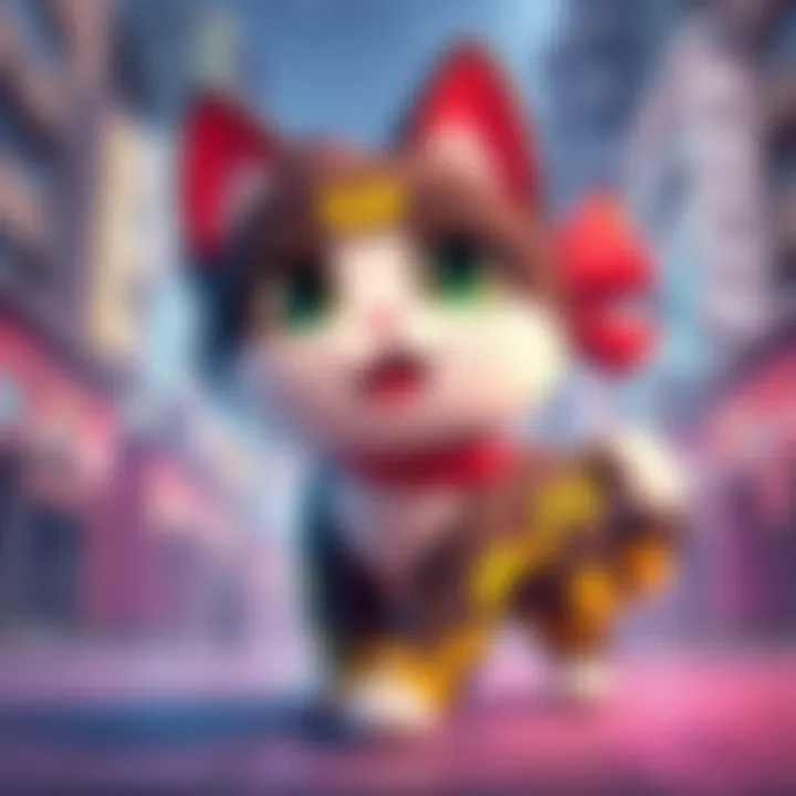A fresh new design of Shinobu Cat, showcasing a playful and colorful character with enhanced features that reflect fan feedback.