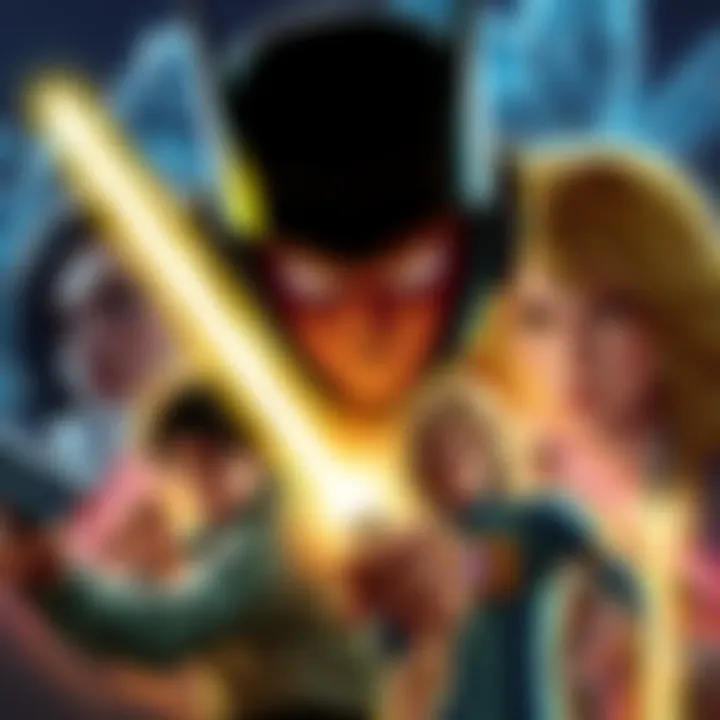 A collage of scenes from Super Android 13 showing the main characters in action and fans discussing the film.